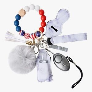 Women’s Or Men’s Keychain Kit Bracelet Wristlet Keyring with Personal Alarm